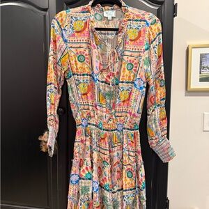 TAJ by Sabrina Crippa Multicolored Long Sleeve Dress
